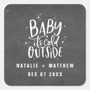 Sticker Carré Bébé il fait froid à l'extérieur du cerf Noël