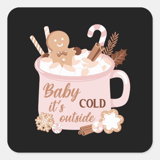 Sticker Carré Bébé Il fait froid dehors (Devant)