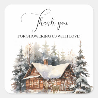 Sticker Carré Bébé il fait froid dehors Neige d'hiver Merci