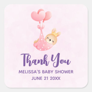 Sticker Carré Bébé mignon dans une couverture de coeur