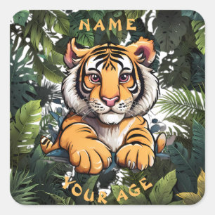 Sticker Carré Bébé mignon Lion enfants