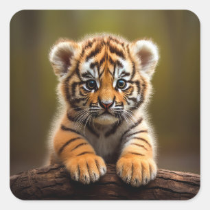 Sticker Carré Bébé mignon tigre