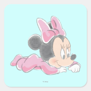 Sticker Carré Bébé Minnie Mouse Pyjama rose