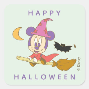 Sticker Carré Bébé Minnie Sorcière Halloween