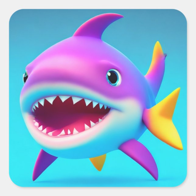 Sticker Carré Bébé requin (Devant)