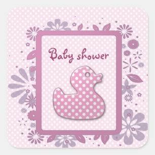 Sticker Carré bébé rose canard