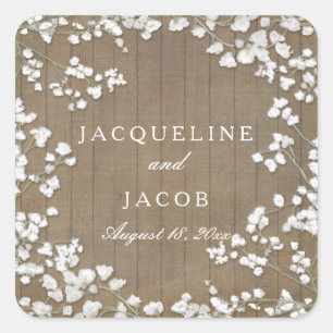 Sticker Carré Bébé souffle rustique moderne pays Western Wreath