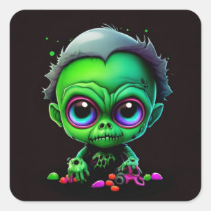 Sticker Carré Bébé Zombie Mignon