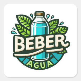 Sticker Carré Beber agua