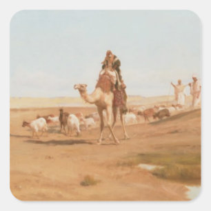 Sticker Carré Bédouin dans le désert, 1884 (huile sur la toile