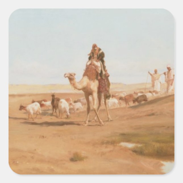 Sticker Carré Bédouin dans le désert, 1884 (huile sur toile) (Devant)