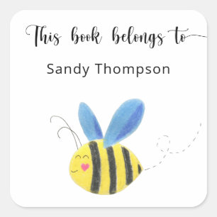 Sticker Carré Bee - Ce livre appartient à
