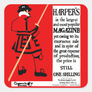 Sticker Carré Beefeater, magazine du poster vintage Harper