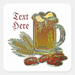 Sticker Carré Beer bretzel oktoberfest pub bar chute