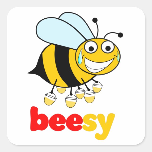 Sticker Carré BEESY Bee très occupée (Devant)