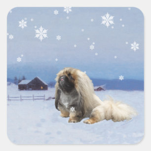 Sticker Carré Beignets en hiver