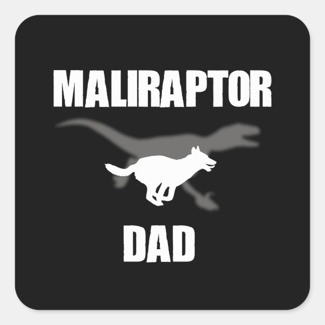 Sticker Carré Belge Malinois Velociraptor (Devant)