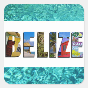 Sticker Carré Belize Tropical Beach Blue Ocean Travel Photos
