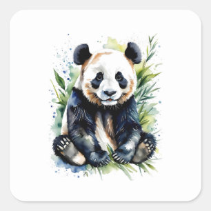 Sticker Carré Belle aquarelle Panda Bear