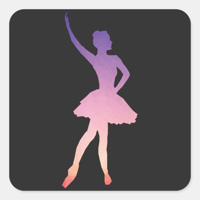 Sticker Carré Belle ballerine pour fille de ballet. (Devant)