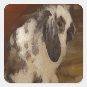 Sticker Carré Belle Bébé Lop Eared Rabbit/Kit