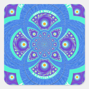Sticker Carré Belle belle Afrique bleu Mandala Flora design
