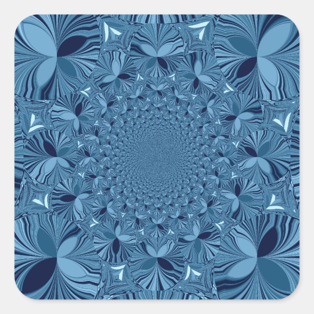 Sticker Carré Belle Belle Iridescente Blue Kaleidoscope Art (Devant)