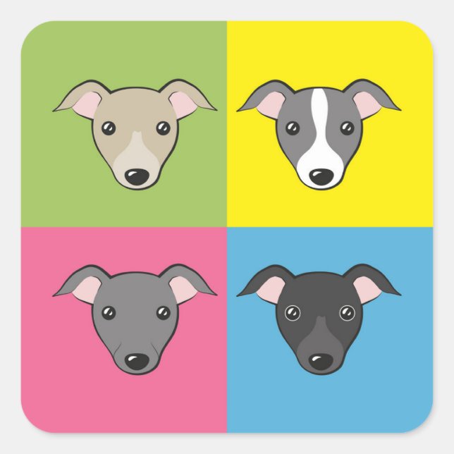 Sticker Carré Belle caricature italienne greyhounds pop art colo (Devant)