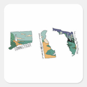STICKER CARRÉ BELLE CARTE POSTALE PAYSAGE DES ÉTATS-UNIS