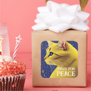 Sticker Carré Belle chatte jaune aux yeux bleus - ukraine