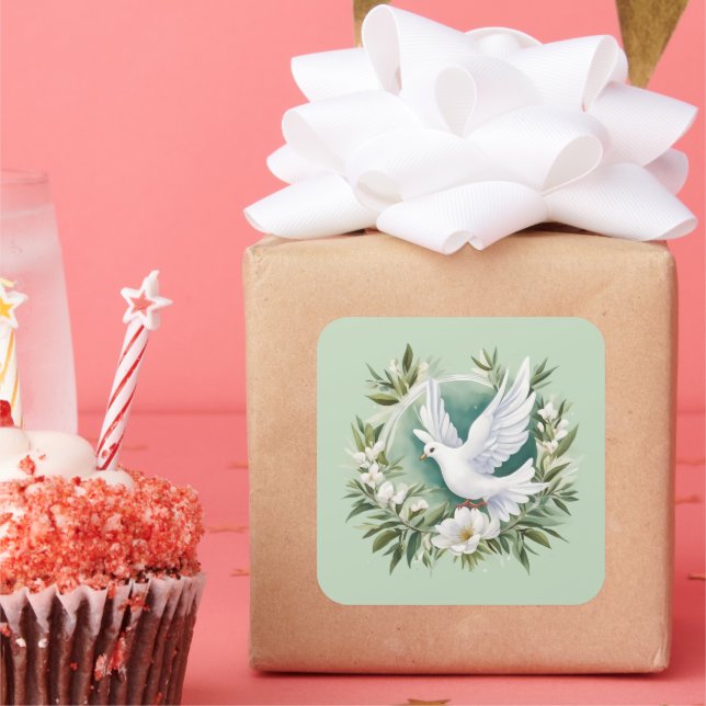 Sticker Carré Belle colombe blanche (Fête)