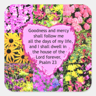 STICKER CARRÉ BELLE CONCEPTION FLORALE PSALM 23