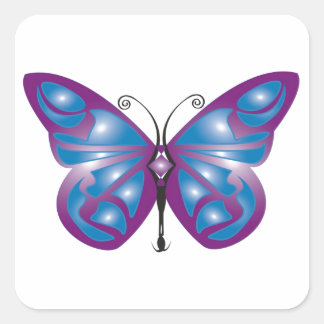 Sticker Carré Belle conception papillon bleu et violet