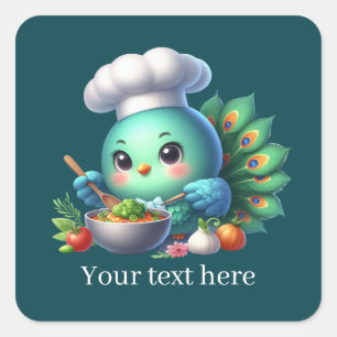 Sticker Carré Belle cuisine paon personnalisable