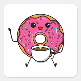 Sticker Carré Belle Donut Au Café