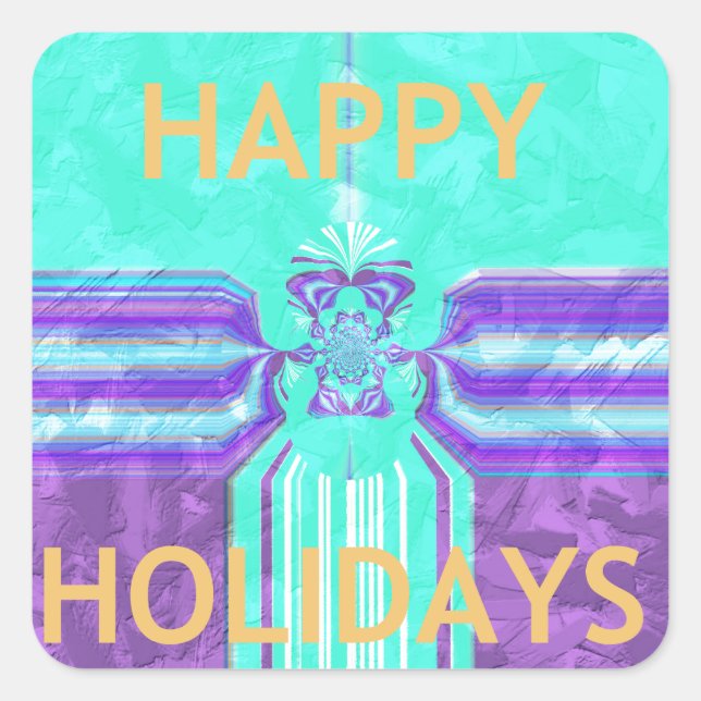 Sticker Carré Belle Happy Holidays Blue Cyan conception vectorie (Devant)