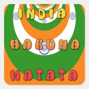 Sticker Carré Belle Inde couleurs drapeau national Hakuna Matata