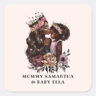 Sticker Carré Belle mère et fille noire (3)