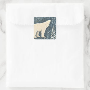 Sticker Carré Belle Ours Polaire Artique