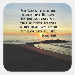 STICKER CARRÉ BELLE PHOTO DE JOHN 3:16 SCRIPTURE SLEVER