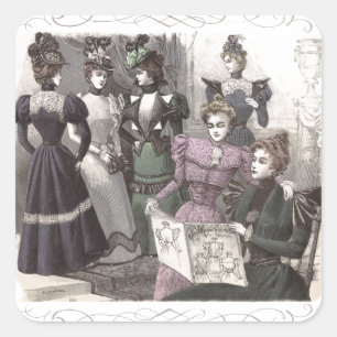 Sticker Carré Belles femmes victoriennes dans de longues robes