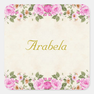 Sticker Carré Belles Fleurs Roses Personnalisées