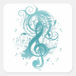 Sticker Carré Belles notes de musique cool avec des tourbillons