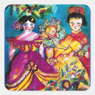 STICKER CARRÉ BELLES POUPÉES ANTIQUES