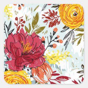 Sticker Carré Belles Roses