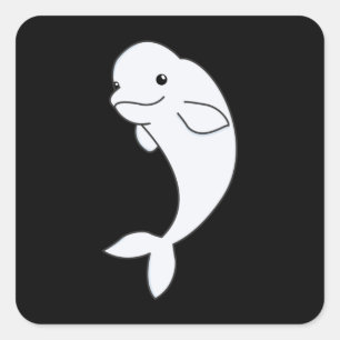 Sticker Carré Béluga Baleine Animaux mignons Pour Enfants