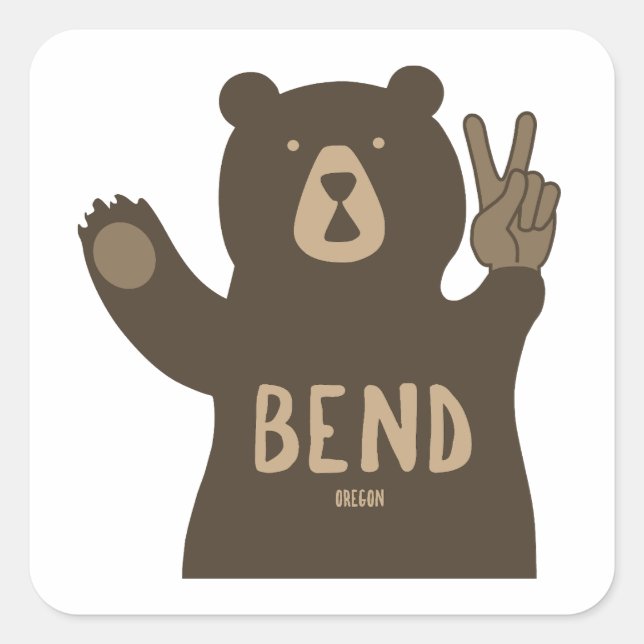 Sticker Carré Bend Oregon Peace Bear (Devant)