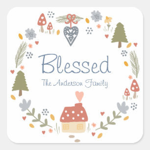 Sticker Carré Bénie Personnalisé Cosy Country Cottage Hygge
