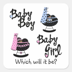 Sticker Carré Berceau de bébé révélation du sexe Afro-Américain