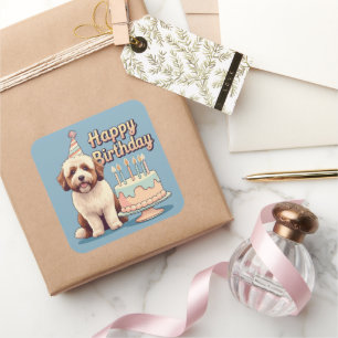 Sticker Carré Bernedoodle Chien coloré